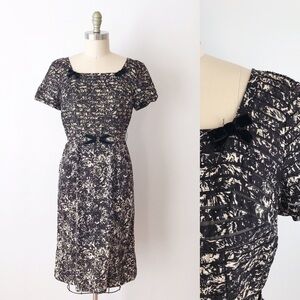Vintage 1950s Floral Sheath Pencil‎ Dress Chic S M